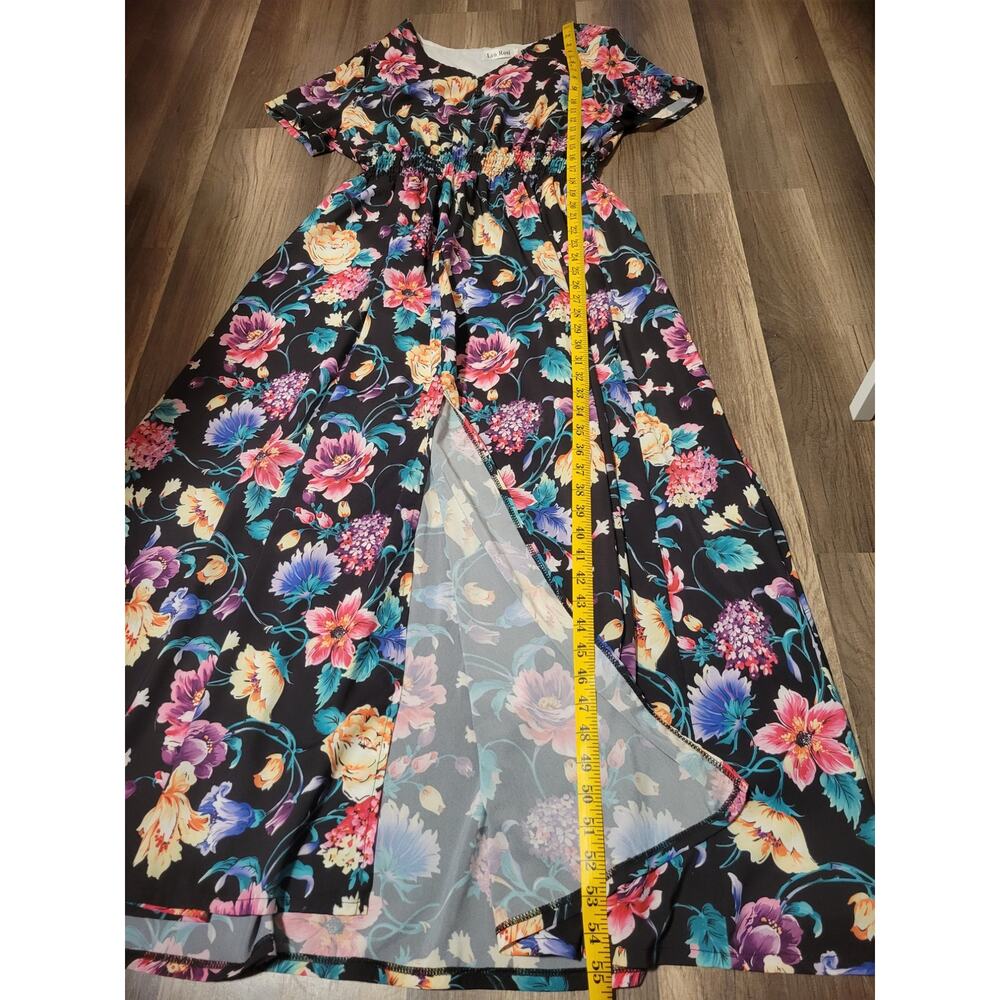 Colorful Floral Maxi Dress sz XL boho flowy whimsical - Picture 8 of 9